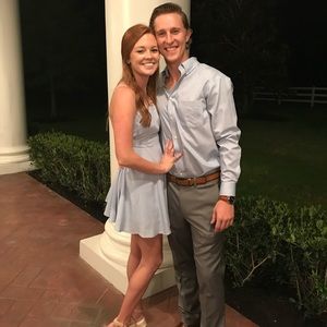 Baby blue backless dress